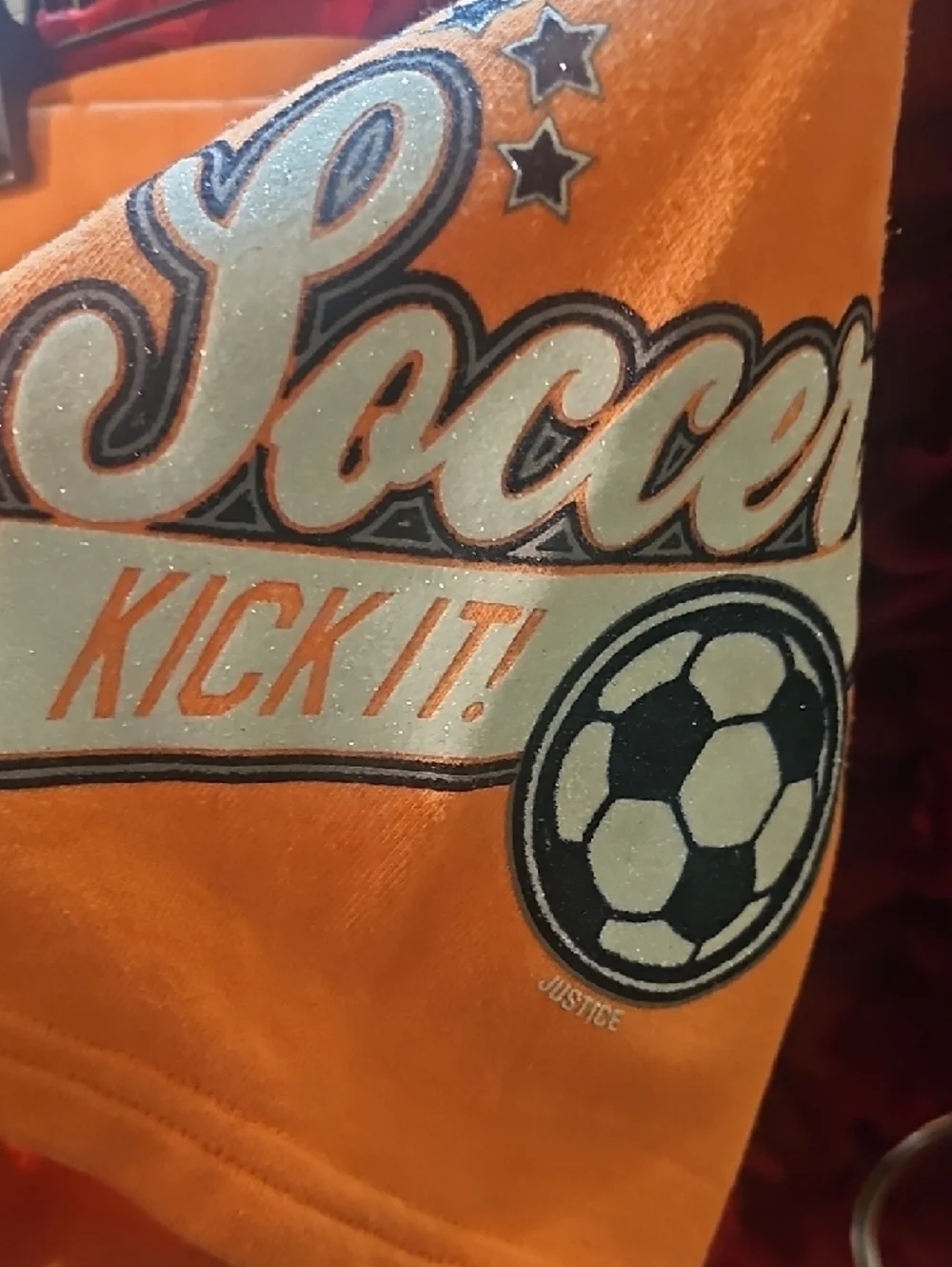 Justice Peach Soccer Graphic Lounge Shorts with Drawstring Size 7